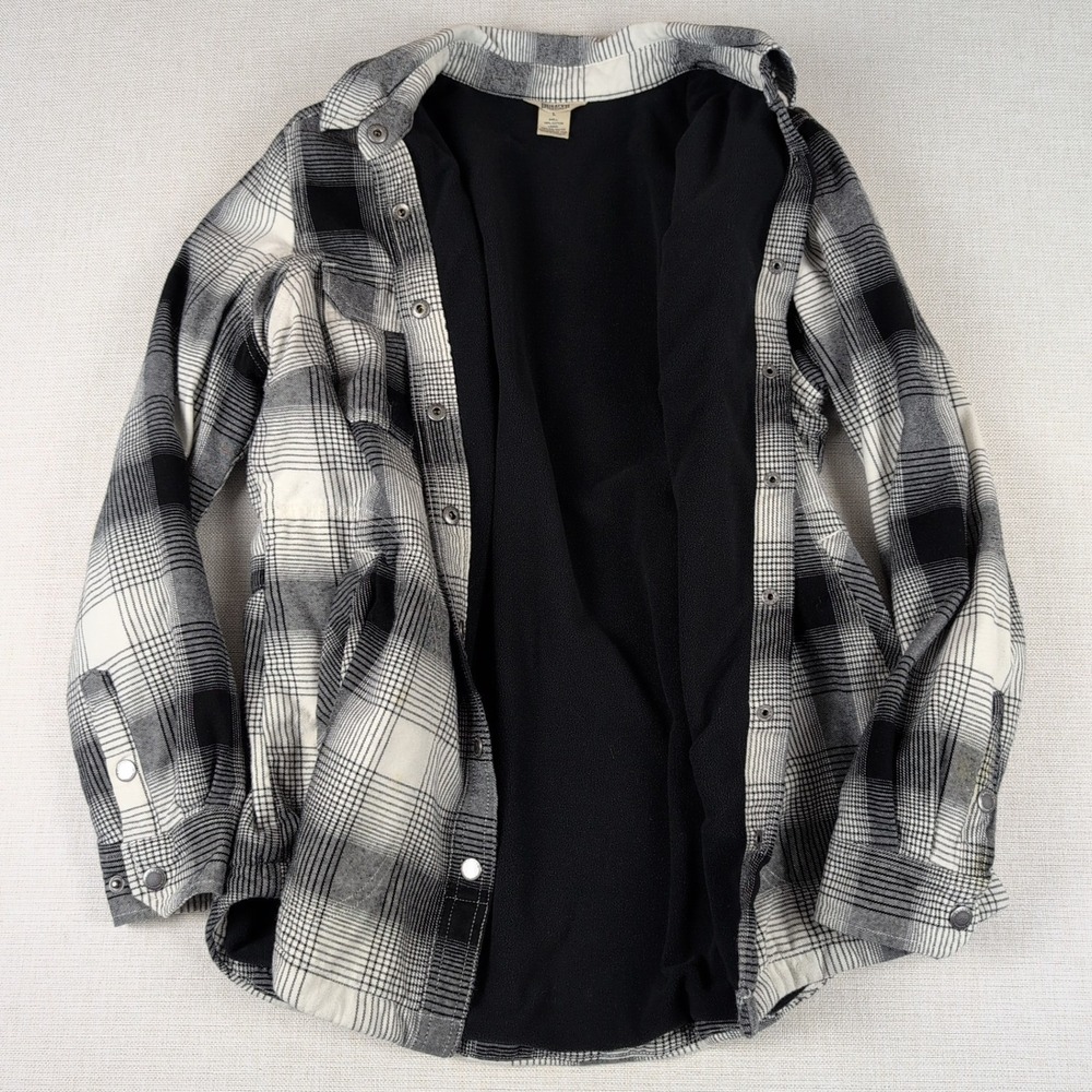 Duluth Trading Co Womens Large Free Swingin Fleece Lined Flannel Shirt Shacket